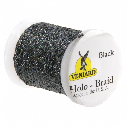 Veniard Holographic Flat Braid Black (Full Box Trade Pack 12 Spools) Fly Tying Materials